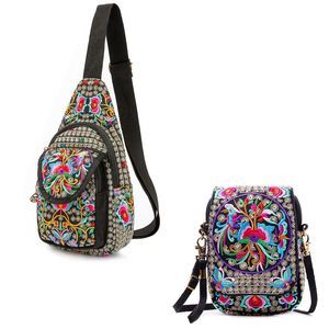 Embroidered Canvas Small Crossbody Purse Sling Backpack for Women Travel🤓